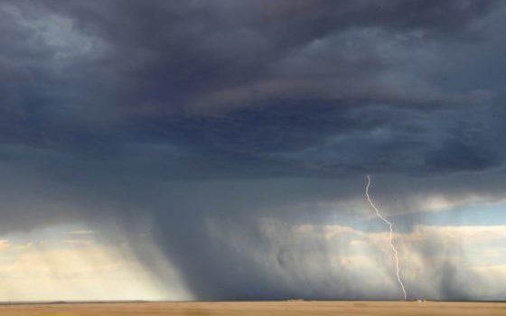 Scene of Rainstorm with Lightning