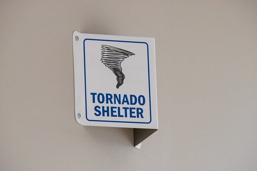 Tornado shelter sign board