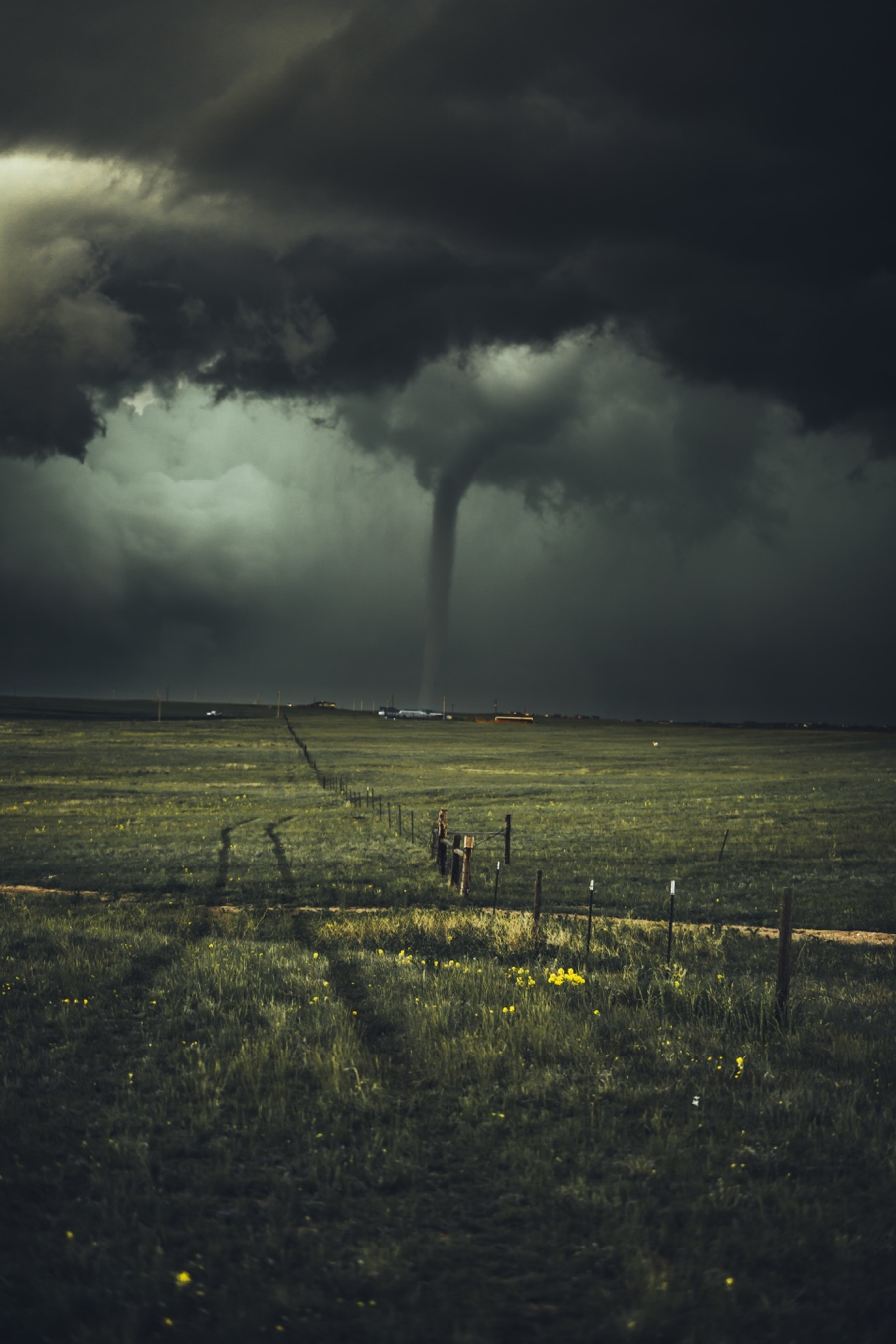 A tornado in a field