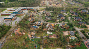 Houses destroyed after a tornado
