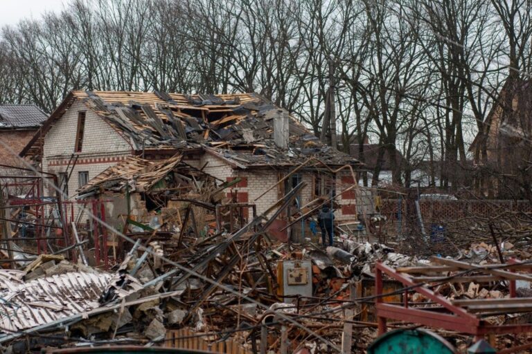 Houses destroyed by a tornado