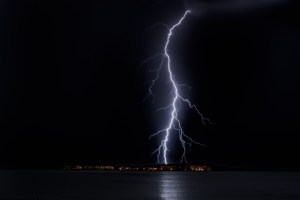 Lightning strike on a city