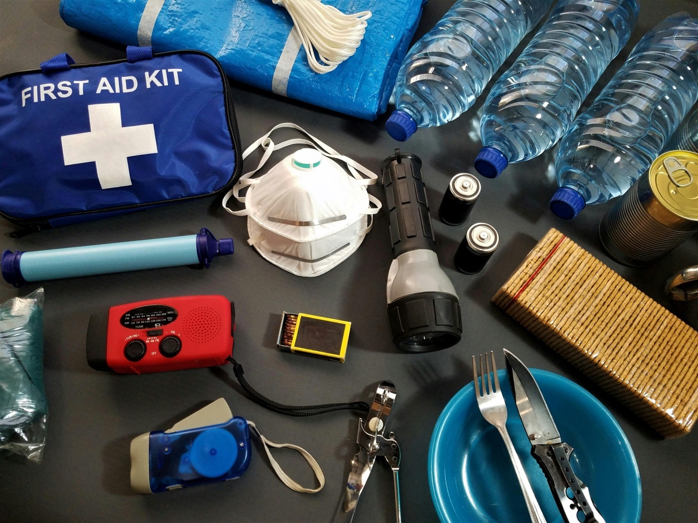 close-up of emergency supplies