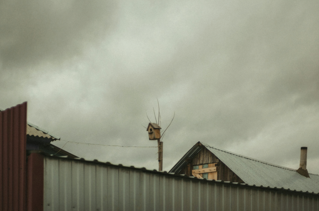 A stormy sky above a residential neighborhood