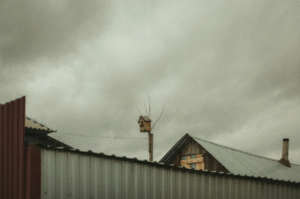 A stormy sky above a residential neighborhood