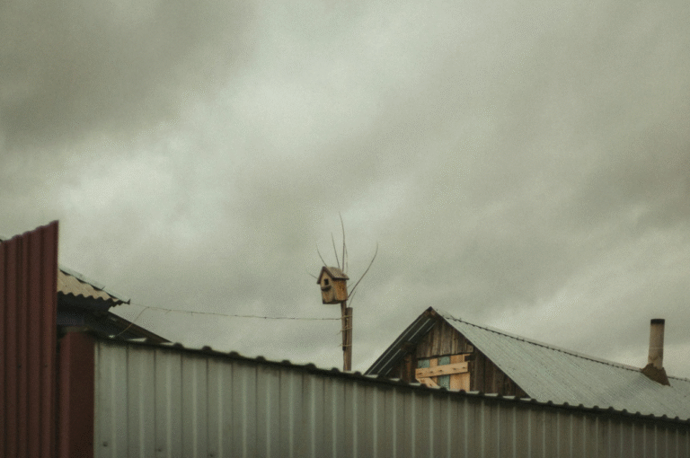 A stormy sky above a residential neighborhood