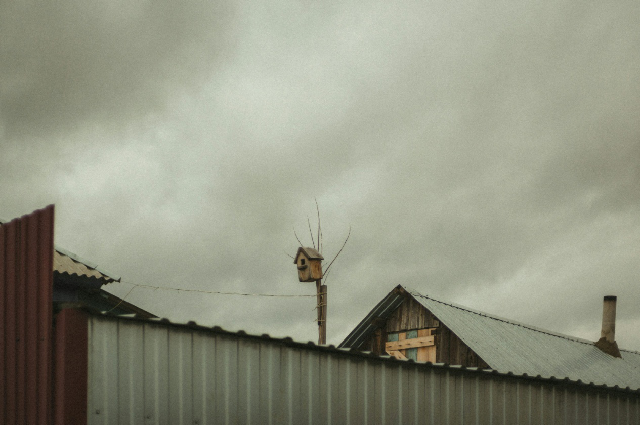 A stormy sky above a residential neighborhood