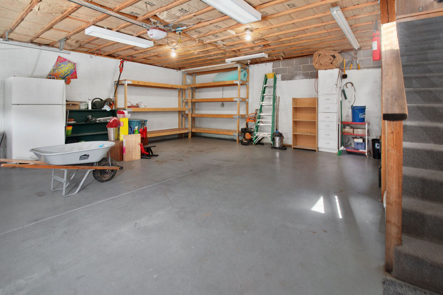 A residential garage in a home.